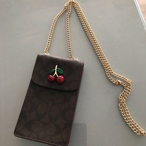 Coach cherry crossbody phone wristlet wallet